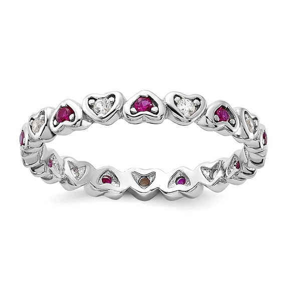 925 Sterling Silver Rhodium Plated .14lab Created Ruby and .27cr. White Sapphire He 7 Inch 2.64mm Wide Link Bracelet for