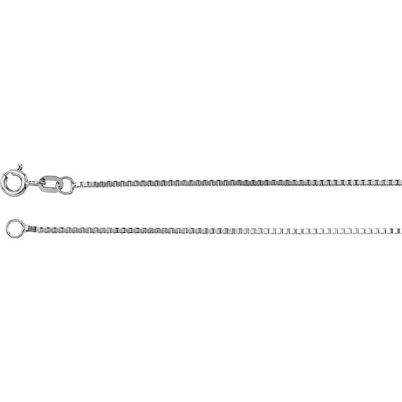 925 Sterling Silver Rhodium Plated 1mm Solid Box 18 Inch Chain Chain Necklace for Women and Men