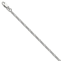 925 Sterling Silver Rhodium Plated 2.25mm Figaro Chain Bracelet 8 Inch Link Bracelet for Women and Men