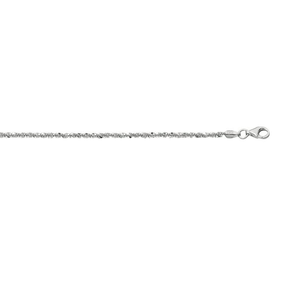 JewelStop 925 Sterling Silver Rhodium Plated 2.2Mm Sparkle Chain Anklet 10"