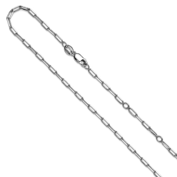 925 Sterling Silver Rhodium Plated 2.3mm Paperclip 1in+1 Inch Adjustable Chain Necklace 16 Inch Chain Necklace for Women