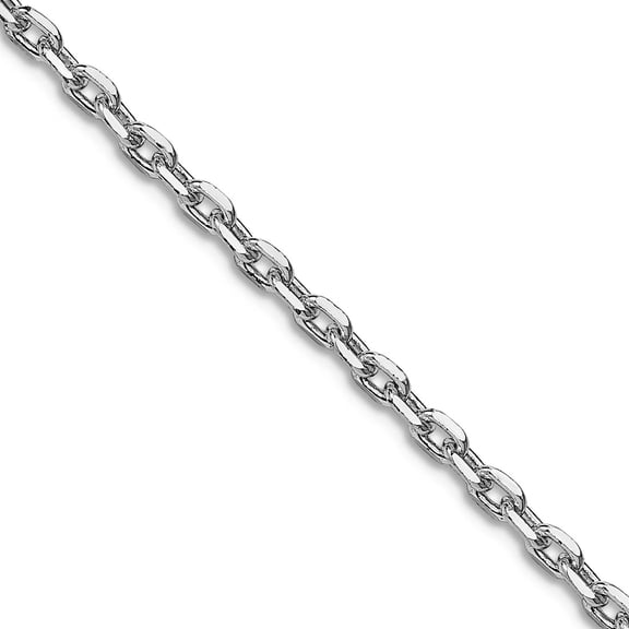 925 Sterling Silver Rhodium Plated 2.75mm Beveled Oval Cable Chain Necklace 18 Inch Chain Necklace for Women and Men