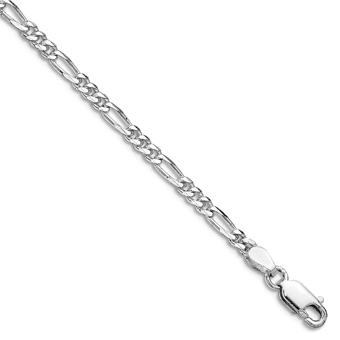 925 Sterling Silver Rhodium Plated 2.85mm Figaro Chain Anklet 9 Inch Anklet for Women and Men