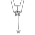 thumbnail image 1 of 925 Sterling Silver Rhodium Plated 2-strand Cubic Zirconia Star With 1in. Ext. Necklace 16 Inch 12mm Wide Strand Necklac, 1 of 2