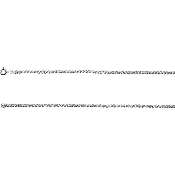 925 Sterling Silver Rhodium Plated 2mm 18 Inch Rope Chain With Lobster Clasp Chain Necklace for Women and Men