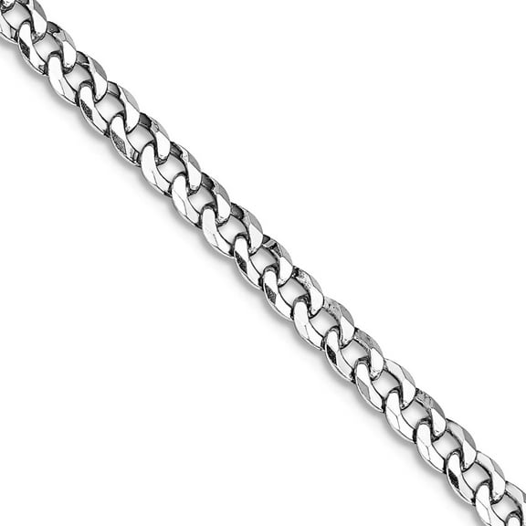 925 Sterling Silver Rhodium Plated 3.2mm Beveled Curb Chain Necklace 22 Inch Chain Necklace for Women and Men