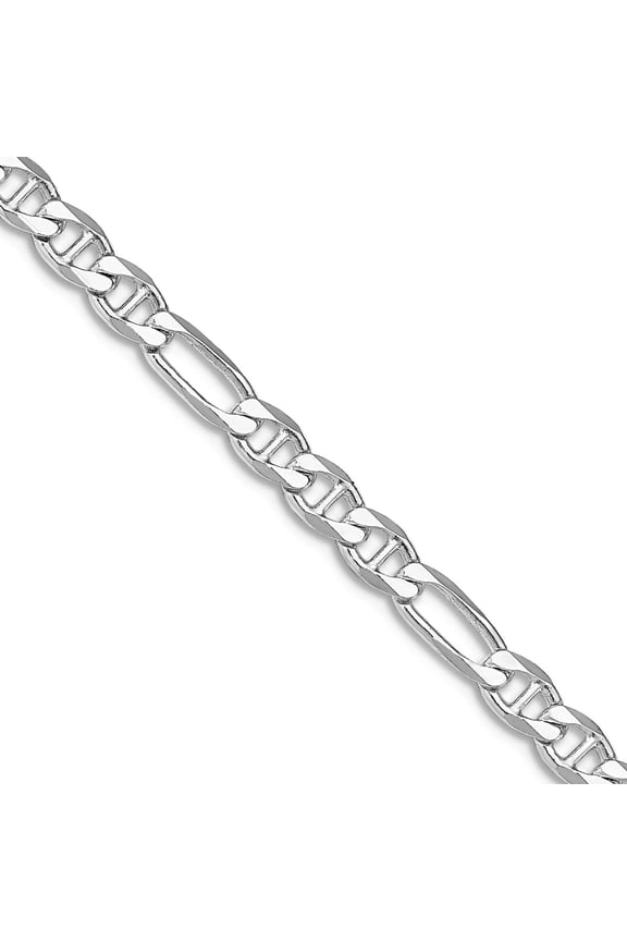 925 Sterling Silver Rhodium Plated 3.75mm Figaro Nautical Ship Mariner Anchor Chain Necklace 18 Inch Chain Necklace for