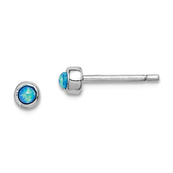 925 Sterling Silver Rhodium Plated 3mm Simulated Opal Round Post Earrings 3.4mm long Stud Earring for Women