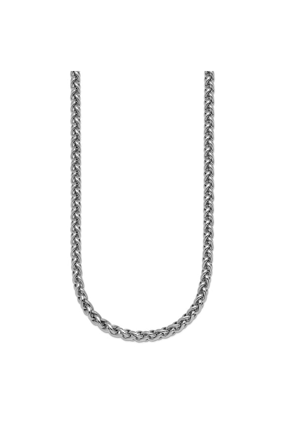 925 Sterling Silver Rhodium Plated 3mm Wheat 30 Inch Chain Chain Necklace for Women and Men