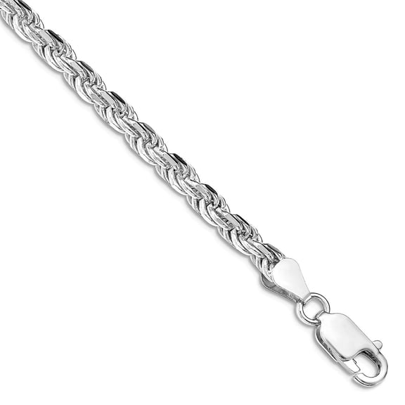 925 Sterling Silver Rhodium Plated 4.25mm Sparkle-Cut Rope Chain Bracelet 7 Inch Link Bracelet for Women and Men