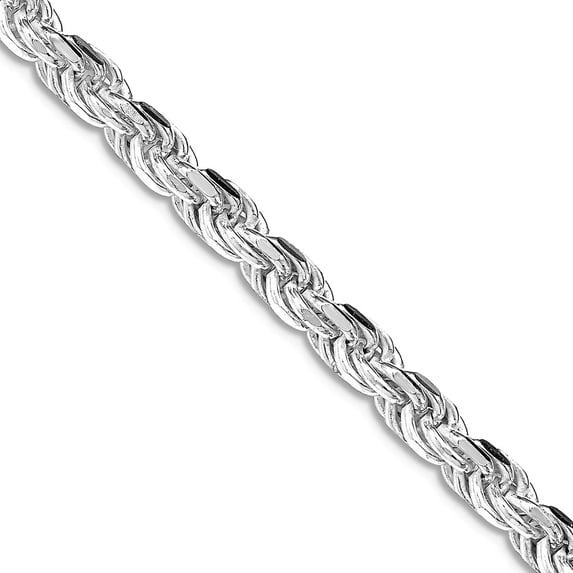 925 Sterling Silver Rhodium Plated 4.25mm Sparkle-Cut Rope Chain Necklace 20 Inch Chain Necklace for Women and Men
