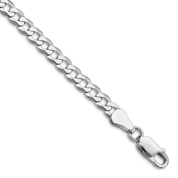925 Sterling Silver Rhodium Plated 4.5mm Flat Curb Chain Bracelet 7 Inch Link Bracelet for Women and Men