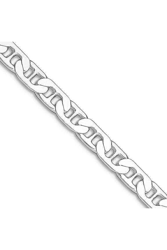 925 Sterling Silver Rhodium Plated 4.5mm Flat Nautical Ship Mariner Anchor Chain Necklace 24 Inch Chain Necklace for Wom