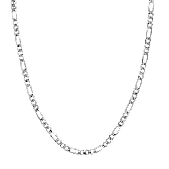 925 Sterling Silver Rhodium Plated 4.75mm Concave Figaro Chain Necklace Lobster Claw Closure 24 Inch Chain Necklace for