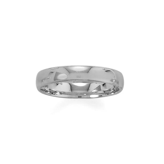 925 Sterling Silver Rhodium Plated 4mm Band 4mm Size 9 Ring for Women and Men - In Sterling Silver
