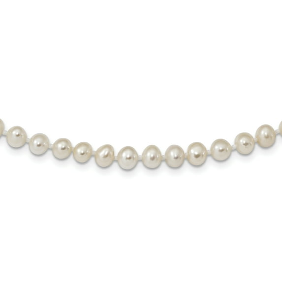 925 Sterling Silver Rhodium-Plated 5-6mm White Freshwater Cultured Pearl Necklace 16 Inch
