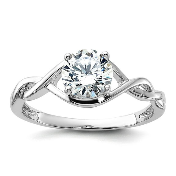 925 Sterling Silver Rhodium Plated 6.5mm Cubic Zirconia Twisted Ring Size 7 Ring for Women