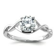 thumbnail image 1 of 925 Sterling Silver Rhodium Plated 6.5mm Cubic Zirconia Twisted Ring Size 8 Ring for Women, 1 of 2