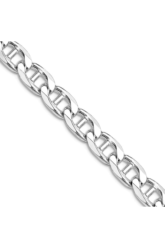 925 Sterling Silver Rhodium Plated 6.5mm Flat Comfort Curb Nautical Ship Mariner Anchor Chain Necklace 20 Inch Chain Nec