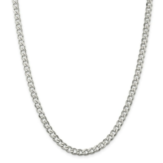 925 Sterling Silver Rhodium Plated 6mm Solid Curb Link Chain w/ Lobster Clasp - 24"
