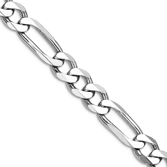 925 Sterling Silver Rhodium Plated 7.5mm Figaro Chain Necklace 24 Inch Chain Necklace for Women and Men