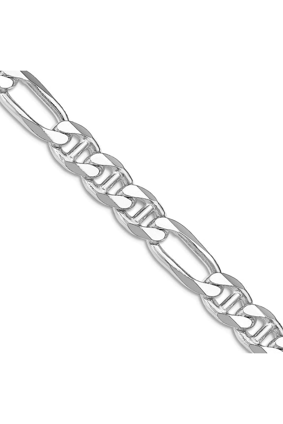 925 Sterling Silver Rhodium Plated 7.75mm Figaro Nautical Ship Mariner Anchor Chain Necklace 20 Inch Chain Necklace for