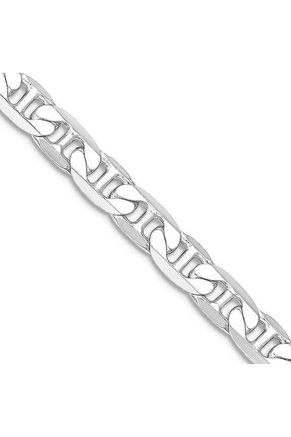 925 Sterling Silver Rhodium Plated 7mm Flat Nautical Ship Mariner Anchor Chain Necklace 24 Inch Chain Necklace for Women