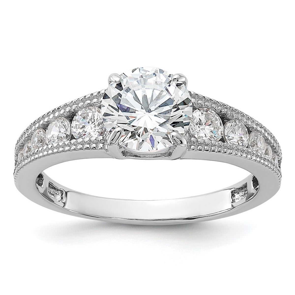 Sterling Silver 7mm Round Channel Set CZ Engagement Ring Sterling Silver 7mm Round Channel Set CZ Engagement Ring
