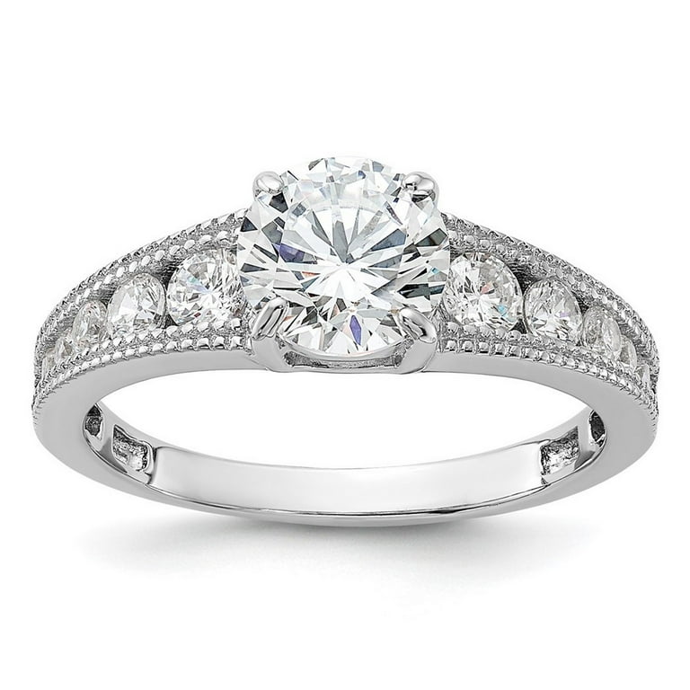 Sterling Silver 7mm Round Channel Set CZ Engagement Ring Sterling Silver 7mm Round Channel Set CZ Engagement Ring
