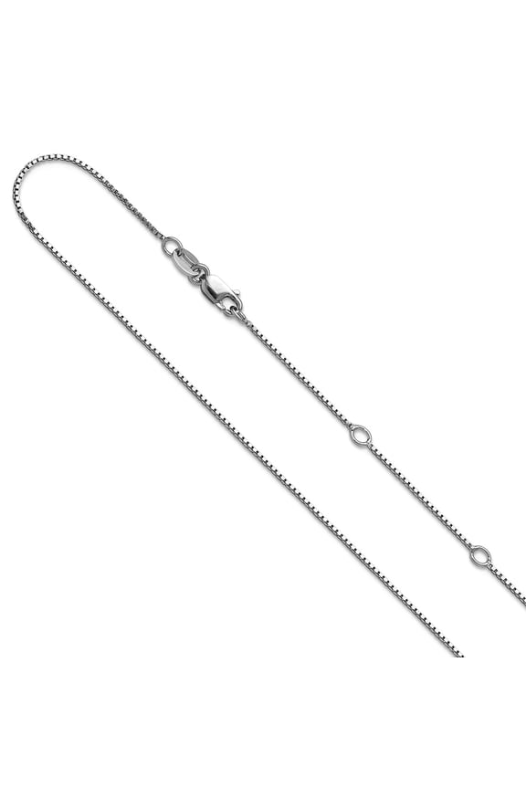 925 Sterling Silver Rhodium Plated .85mm Box 1in+1 Inch Adjustable Chain Necklace 16 Inch Chain Necklace for Women and M
