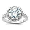 thumbnail image 1 of 925 Sterling Silver Rhodium Plated 8mm Center Halo Cubic Zirconia Ring Size 7 Ring for Women, 1 of 2