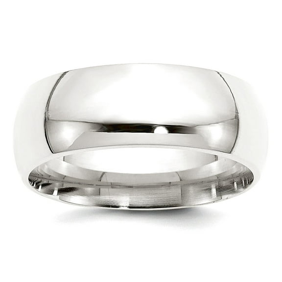 925 Sterling Silver Rhodium Plated 8mm Comfort-Fit Band Ring Size 7 Ring for Women and Men
