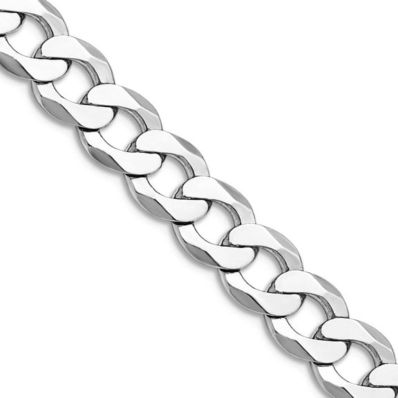 925 Sterling Silver Rhodium Plated 8mm Flat Curb Chain Necklace 22 Inch Chain Necklace for Women and Men