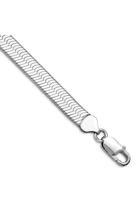 925 Sterling Silver Rhodium Plated 8mm Magic Herringbone Chain Bracelet 7 Inch Link Bracelet for Women and Men