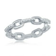 thumbnail image 1 of 925 Sterling Silver Rhodium Plated Alternating Polished and Cubic Zirconia Paper Clip Link Chain Design Eternity Band Ring Jewelry for Women or Teens Made in Italy (size-7), 1 of 7