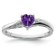 thumbnail image 1 of 925 Sterling Silver Rhodium Plated Amethyst Diamond Ring Size 6, 1 of 6