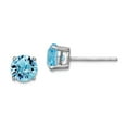 thumbnail image 1 of 925 Sterling Silver Rhodium Plated Aqua Blue Crystal Earrings Ri 6.25x6.25mm Wide Stud Earring for Women, 1 of 2