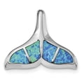 thumbnail image 1 of 925 Sterling Silver Rhodium-Plated Blue Inlay Created Opal Whale Tail Slide Pendant, 1 of 1