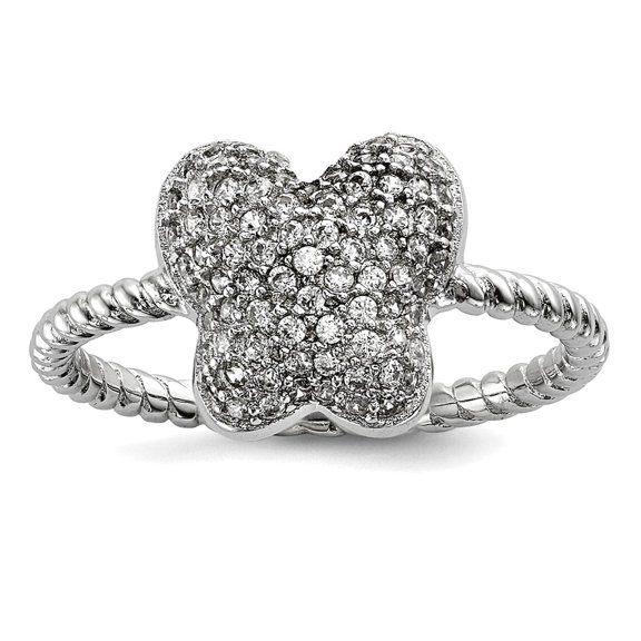 925 Sterling Silver Rhodium Plated Cubic Zirconia Butterfly Angel Wings Ring Size 8 Ring for Women