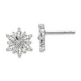 thumbnail image 1 of 925 Sterling Silver Rhodium Plated Cubic Zirconia Earrings 11x9.5mm Wide Stud Earring for Women, 1 of 2