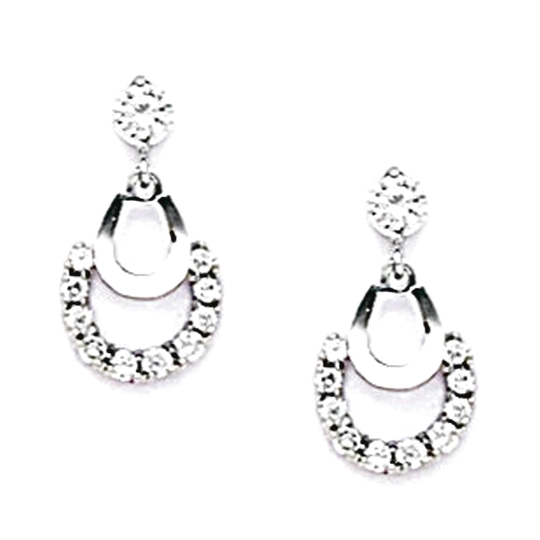 925 Sterling Silver Rhodium Plated Cubic Zirconia Fancy Drop Screw Back Earrings 15x8mm Stud Earring for Women
