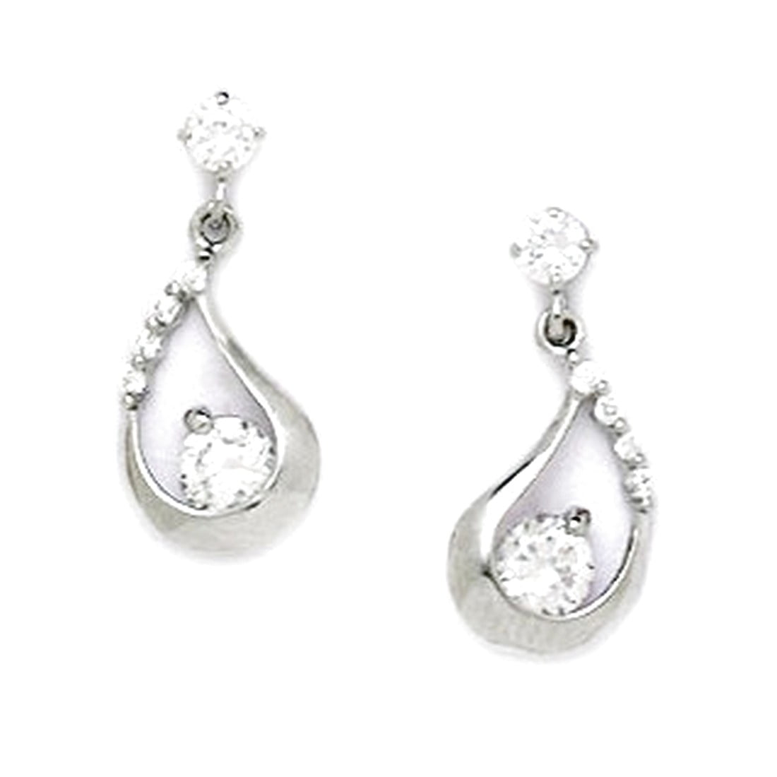925 Sterling Silver Rhodium Plated Cubic Zirconia Fancy Drop Screw Back Earrings 16x7mm Stud Earring for Women