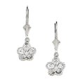 thumbnail image 1 of 925 Sterling Silver Rhodium Plated Cubic Zirconia Flower Drop Leverback Earrings 25x9mm Stud Earring for Women, 1 of 2