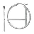 thumbnail image 1 of 925 Sterling Silver Rhodium Plated Cubic Zirconia Hoop Earrings 30.69x29.03mm Wide 1.51mm Thi Hoop Earring for Women, 1 of 2