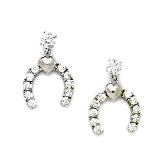 925 Sterling Silver Rhodium Plated Cubic Zirconia Horseshoe Drop Screw Back Earrings 14x10mm Stud Earring for Women