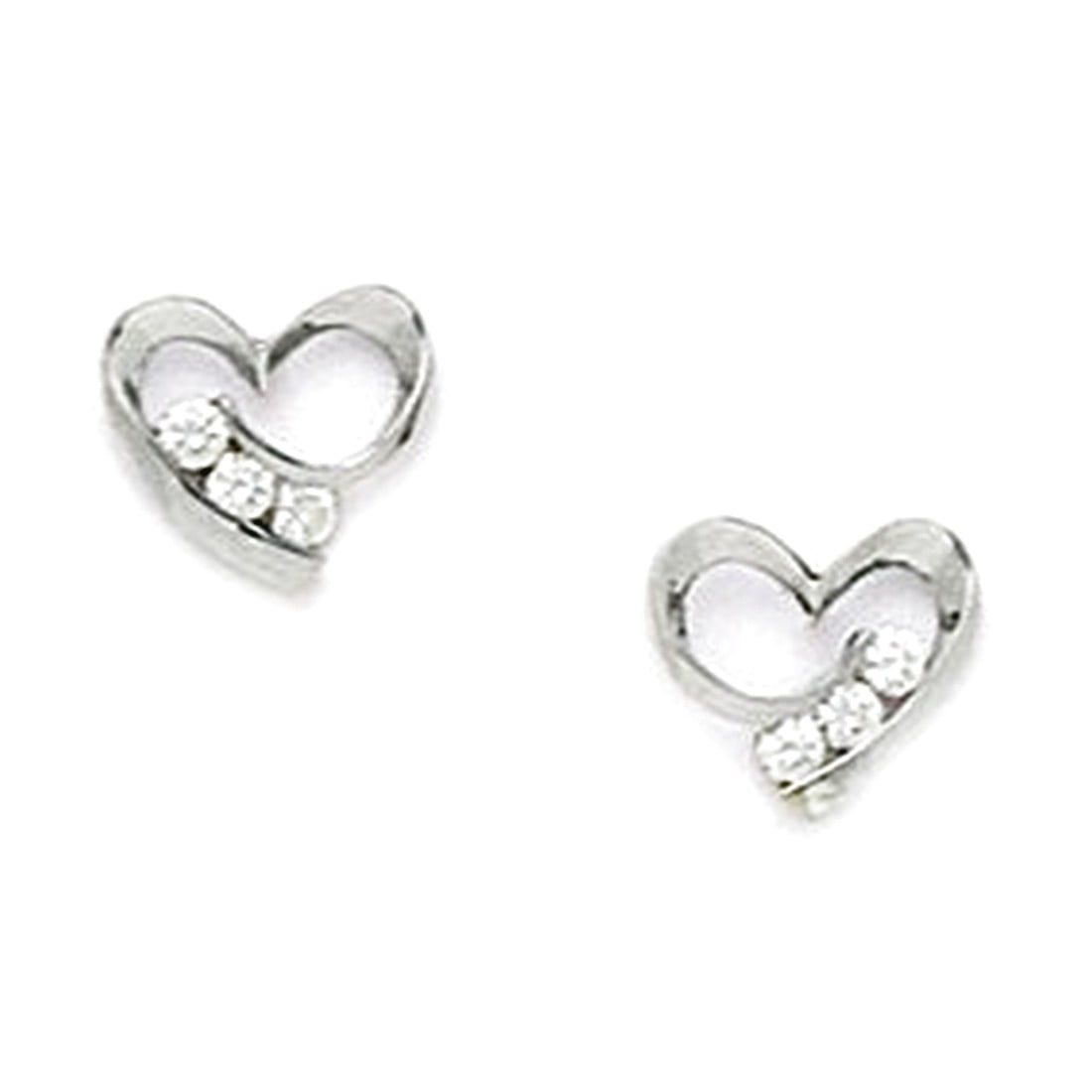 925 Sterling Silver Rhodium Plated Cubic Zirconia Love Heart Screw Back Earrings 7x8mm Stud Earring for Women