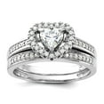 thumbnail image 1 of 925 Sterling Silver Rhodium Plated Cubic Zirconia Love Heart and Band 2 Ring Set Size 7 Statement Ring for Women and Men, 1 of 2