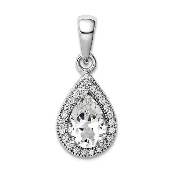 925 Sterling Silver Rhodium Plated Cubic Zirconia Pendant Necklace Pendant for Women