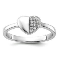 925 Sterling Silver Rhodium Plated Cubic Zirconia Polished Love Heart Ring Size 8 Statement Ring for Women