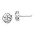 thumbnail image 1 of 925 Sterling Silver Rhodium Plated Cubic Zirconia Post Earrings 9.4x9mm Wide Stud Earring for Women, 1 of 2